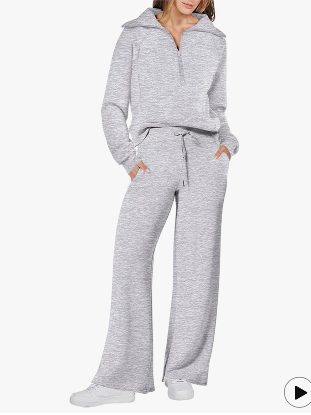 ANRABESS 2 Piece Outfit | Half Zip Sweatshirt | Wide Leg Pants | size Large